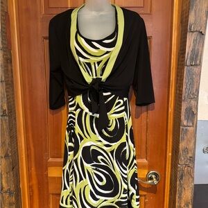 Studio I Black and Green Cardigan Dress